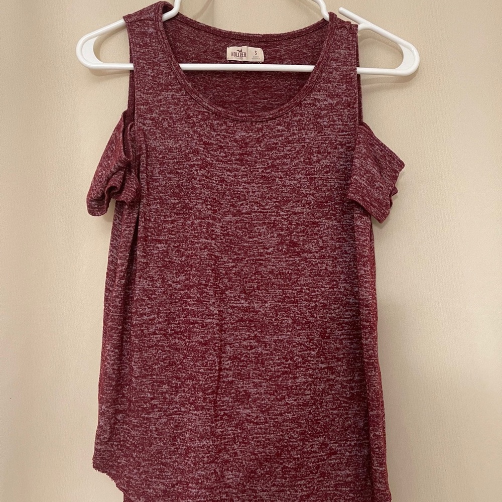 Hollister Maroon Shoulder Cut Top